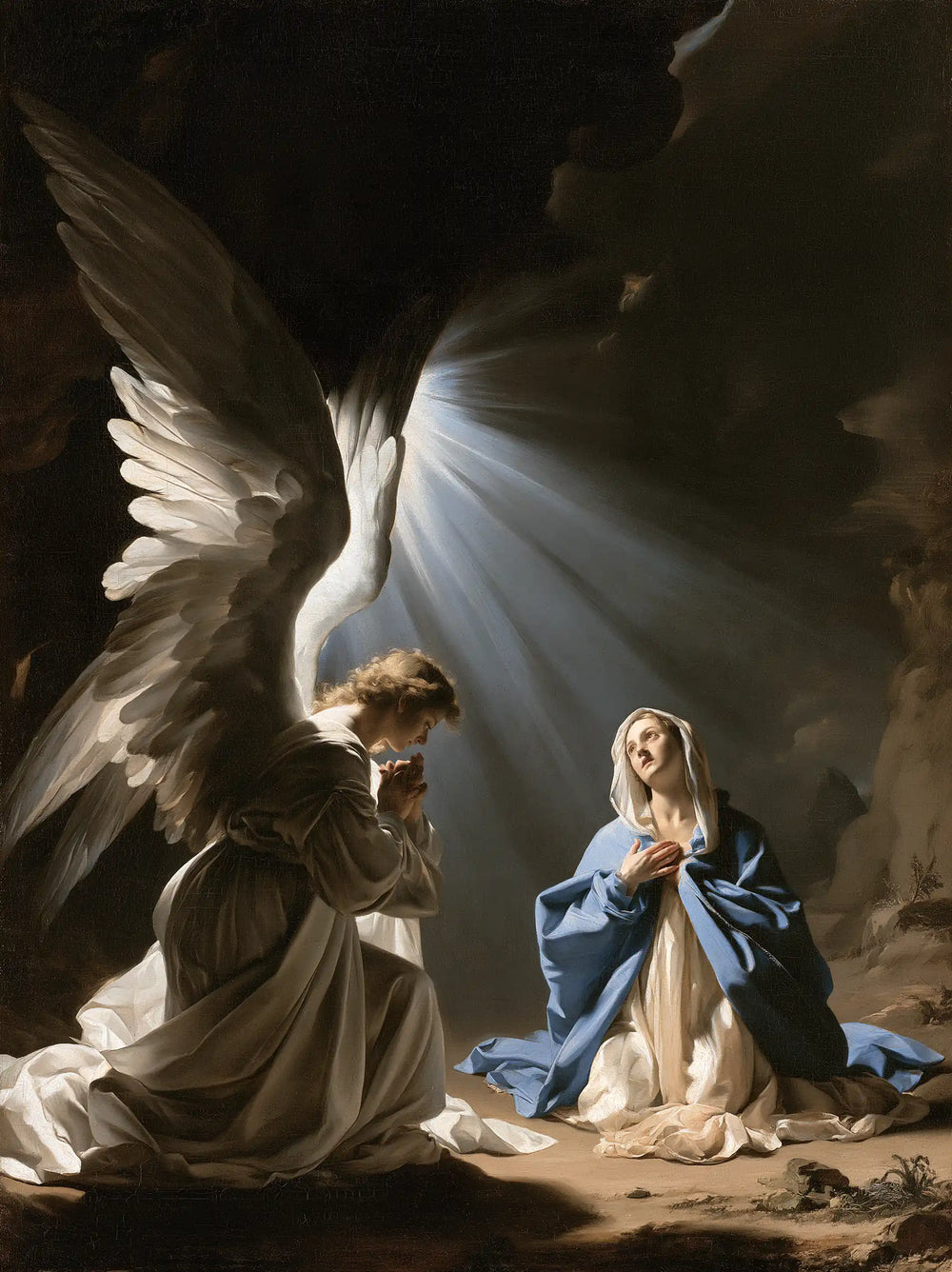 Gabriel in radiant light at the Annunciation in Gabriel in Radiant Light style, portrait Christian artwork no. 15