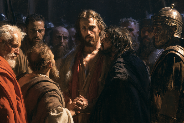 The Betrayal of Judas — Hands Joined Beneath the Gazes