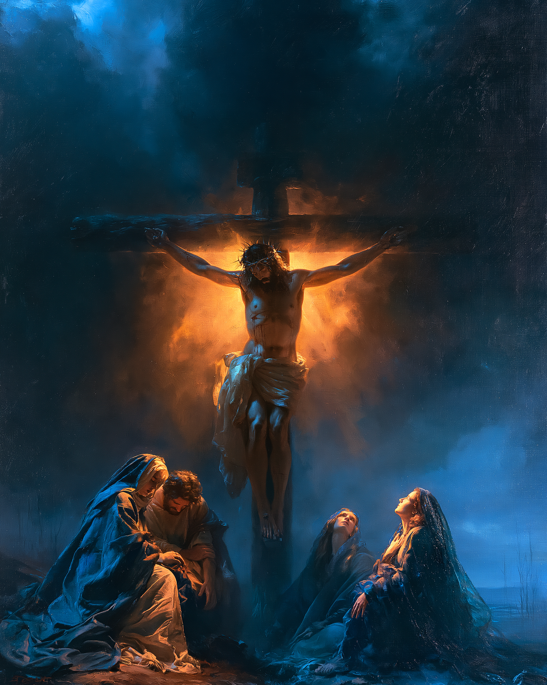 The Crucifixion - Light-dark midnight blue · Portrait n° 22