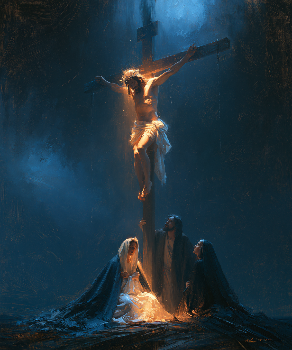 The Crucifixion - Light-dark midnight blue · Portrait n° 25