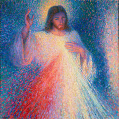 Divine Mercy Jesus – Pointillist & Neo-Impressionist · Square no. 2