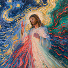 Divine Mercy Jesus – Post-Impressionist · Square no. 1