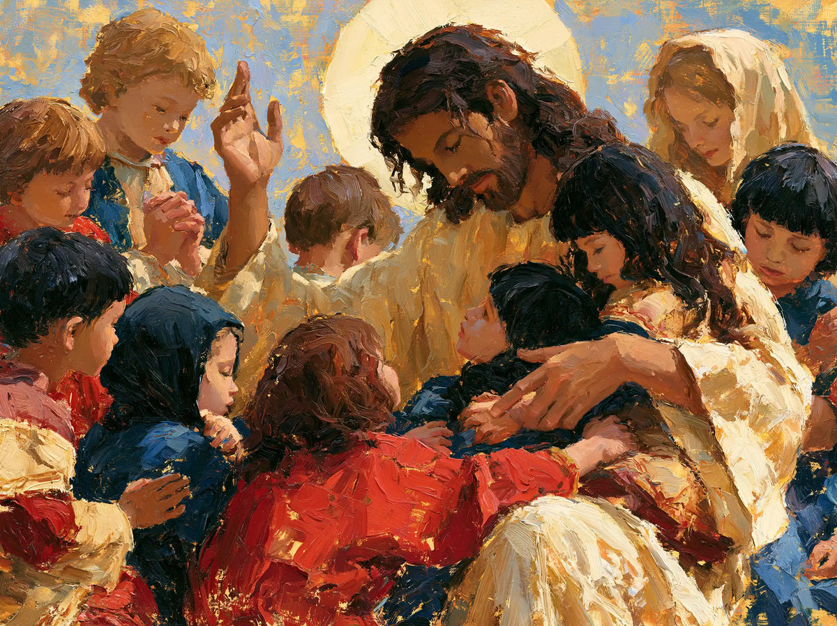 Jesus and the Children — The Little Red Mantle in the Open Arms