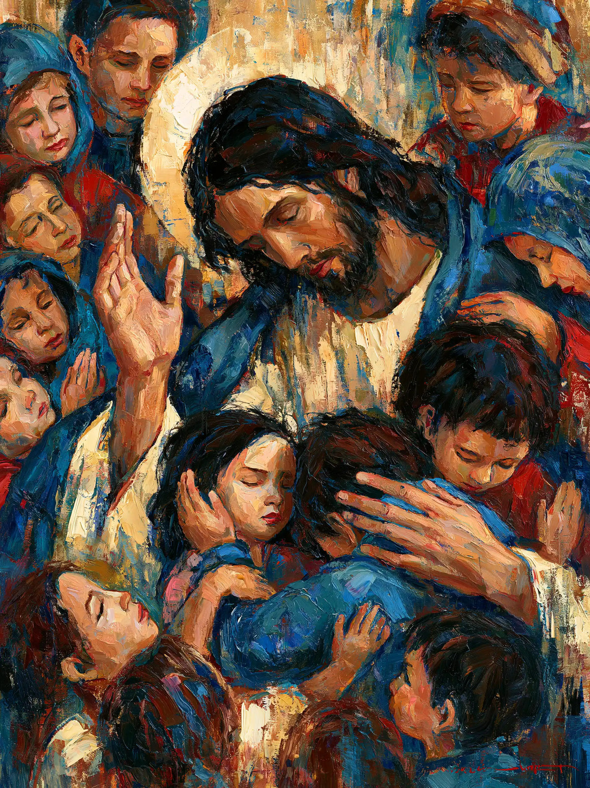 Jesus and the Children — Little Bodies in the Azure Embrace