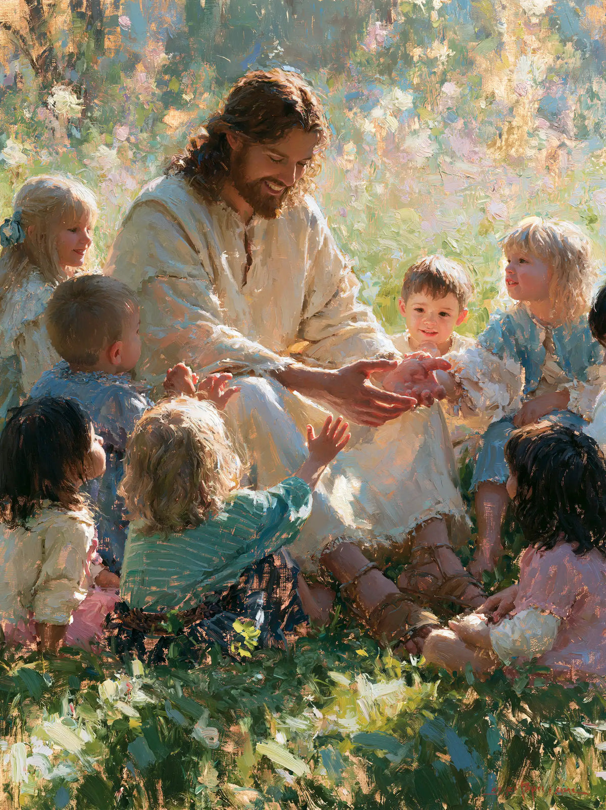 Jesus and the Children — Little Arms toward the White Light