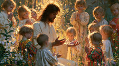 Jesus and the Children — Little Cloaks with Bright Flowers