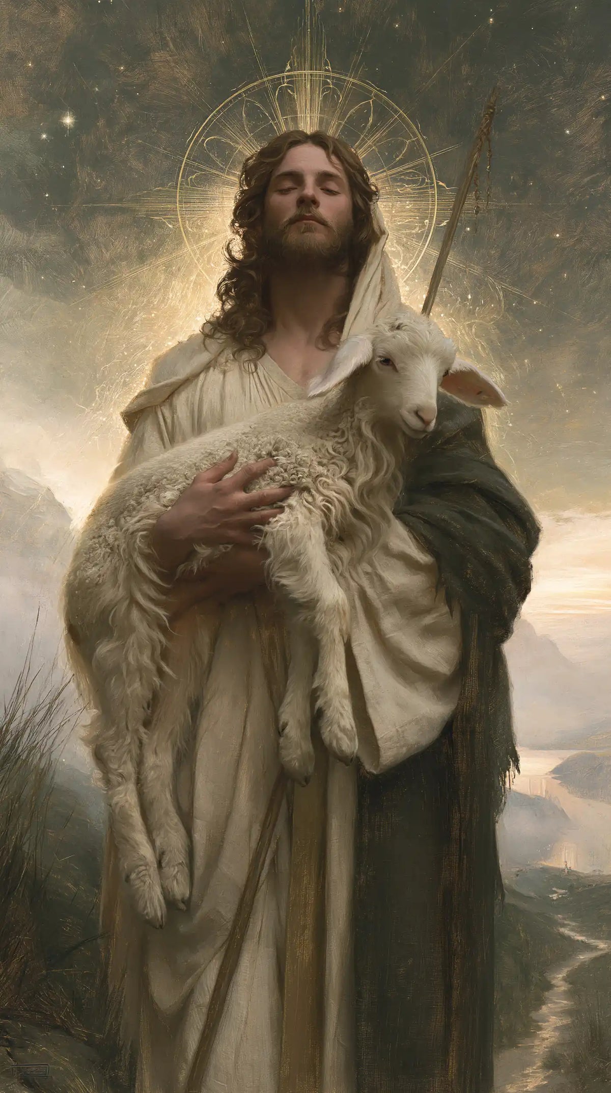Jesus and the Lamb - Symbolist · Portrait n° 8