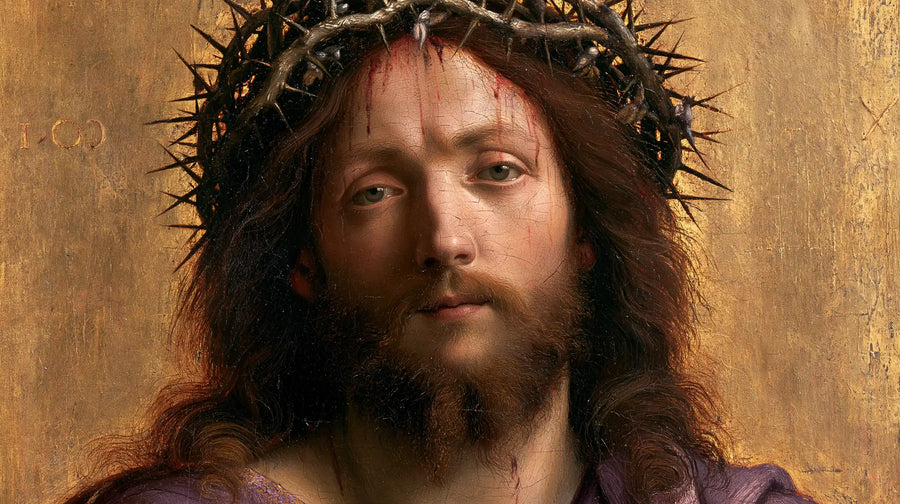 Jesus Crowned with Thorns — Frontal Gentleness upon Ancient Gold
