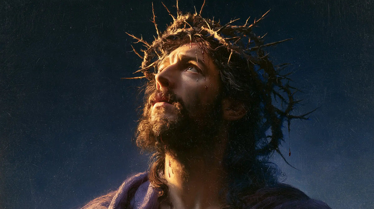 Jesus Crowned with Thorns — The Profile Raised toward Nocturnal Gold