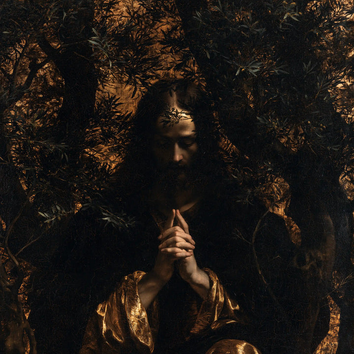 Jesus in Gethsemane - Black and Gold · Square n° 1