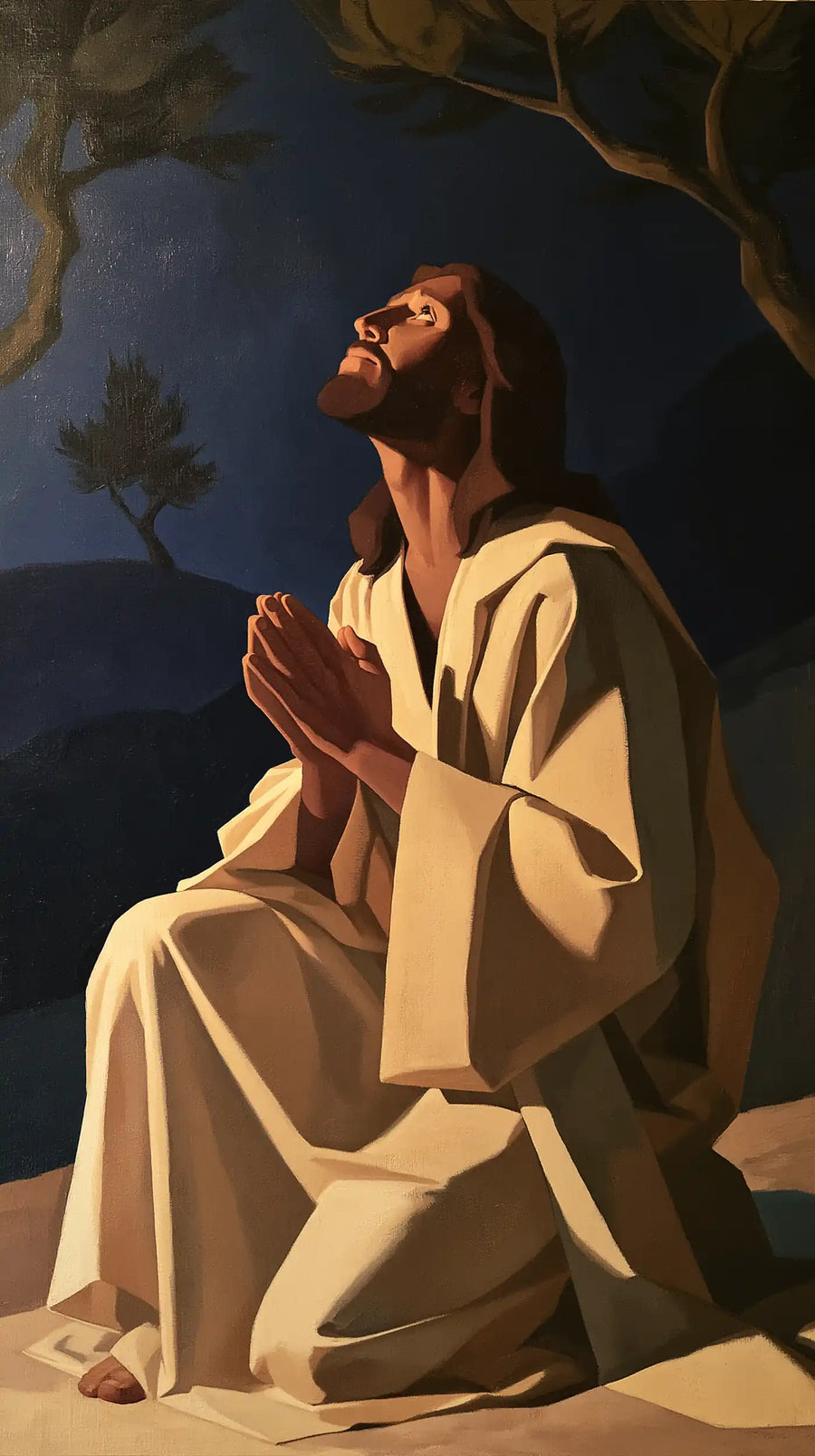 Jesus in Gethsemane — The Face toward a Starless Sky