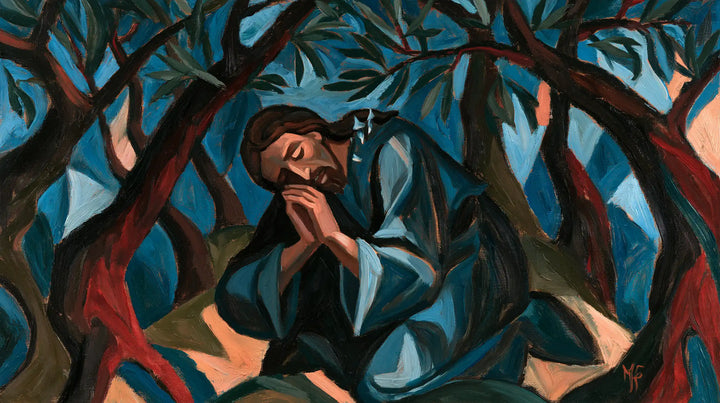 Jesus in Gethsemane — Rest against Turquoise Hands