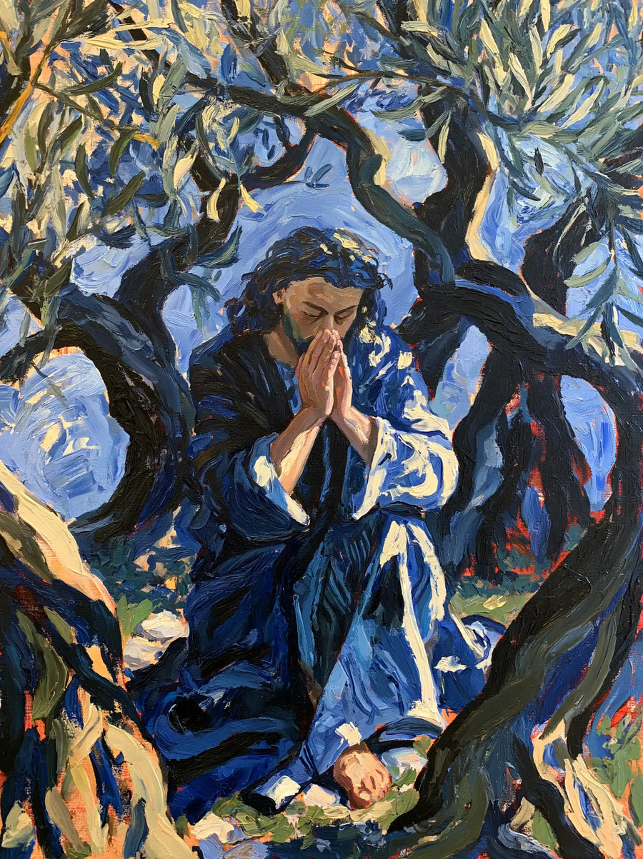 Jesus in Gethsemane — Prayer in Lavender Shards