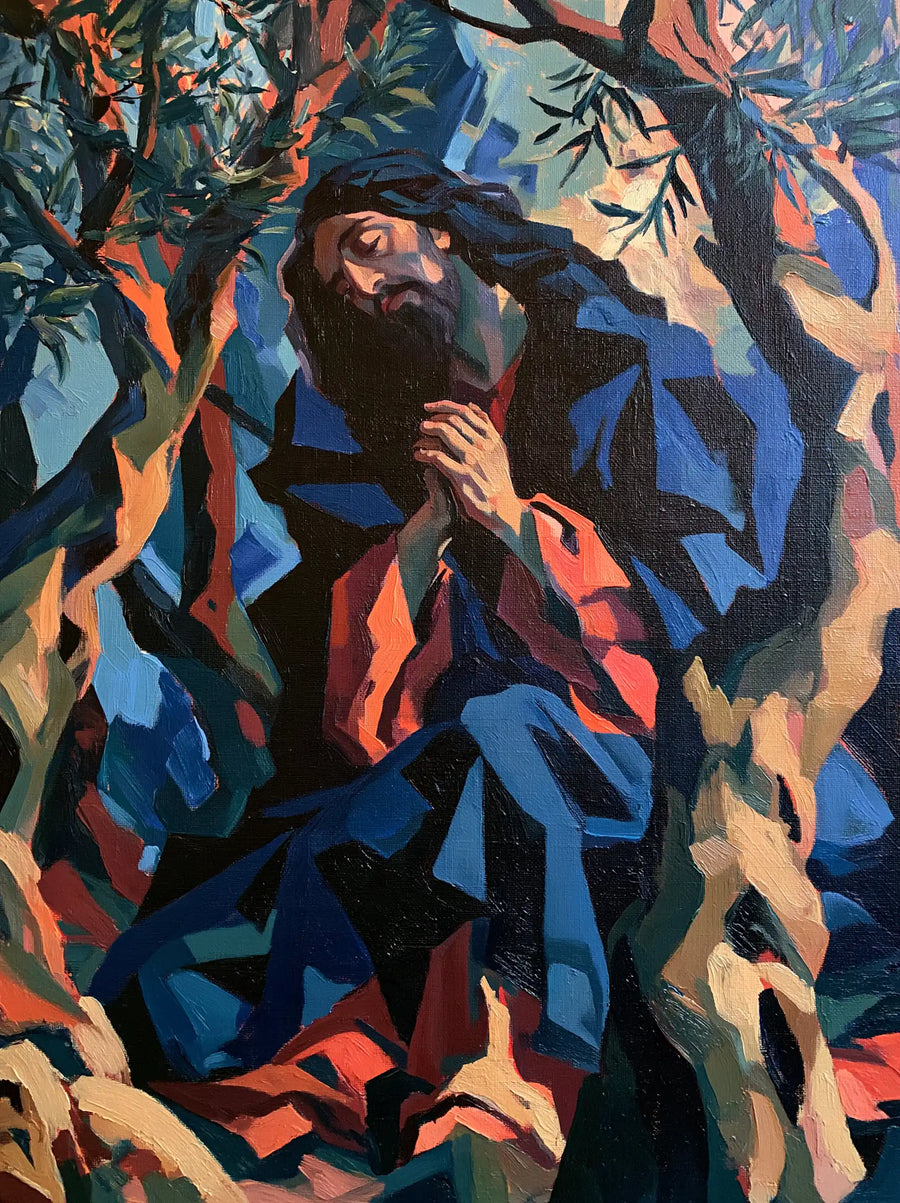 Jesus in Gethsemane — The Cloak with Ember Fragments