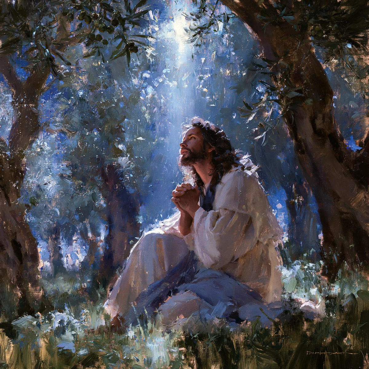 Jesus in Gethsemane — The Face in the Well of Moonlight