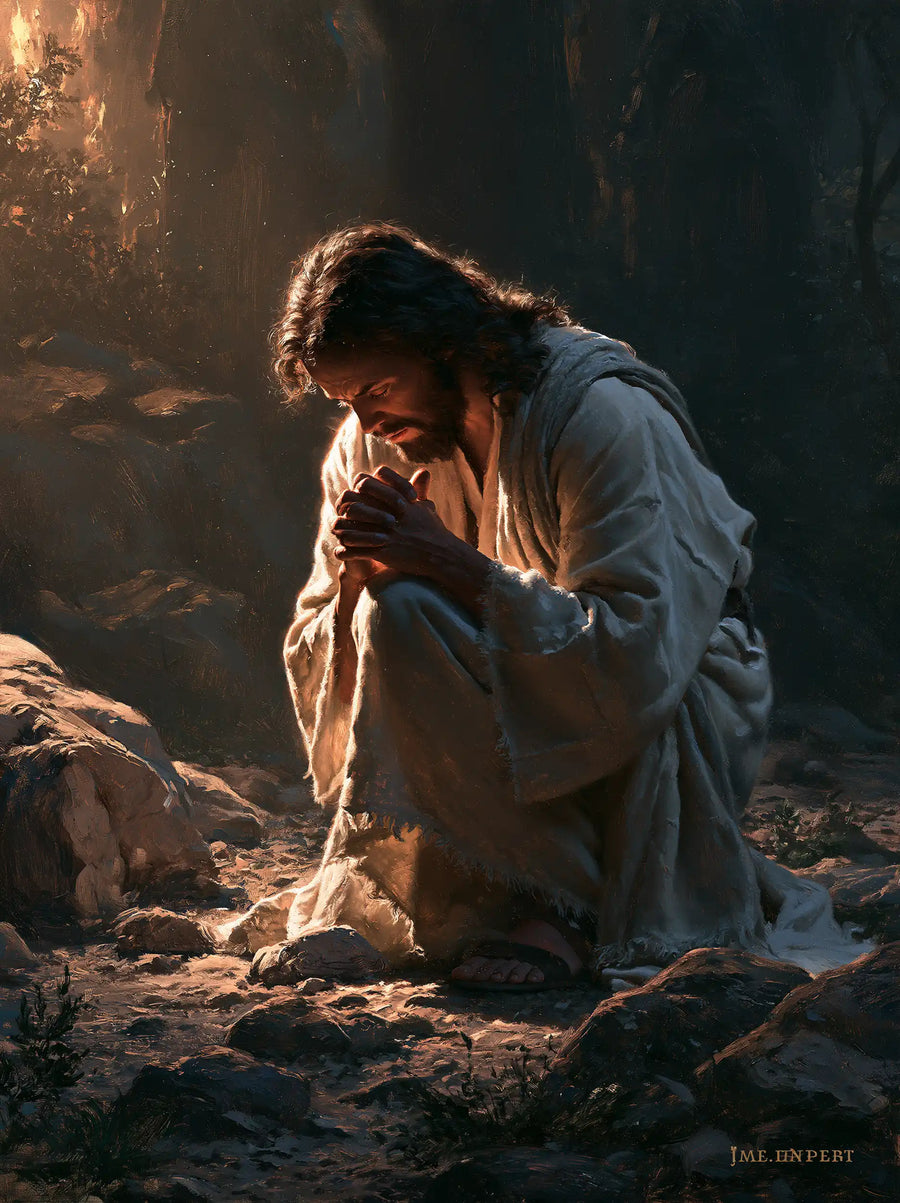 Jesus in Gethsemane — Humility in Grey Light