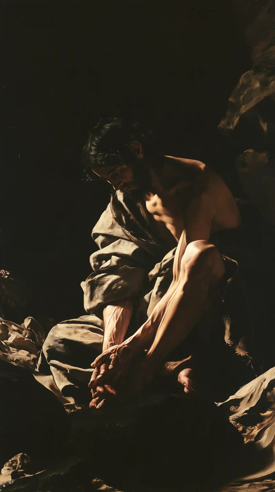 Jesus in the Desert - Caravaggio Tenebrism · Portrait n° 4