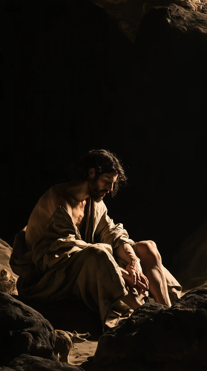 Jesus in the Desert - Caravaggio Tenebrism · Portrait n° 15