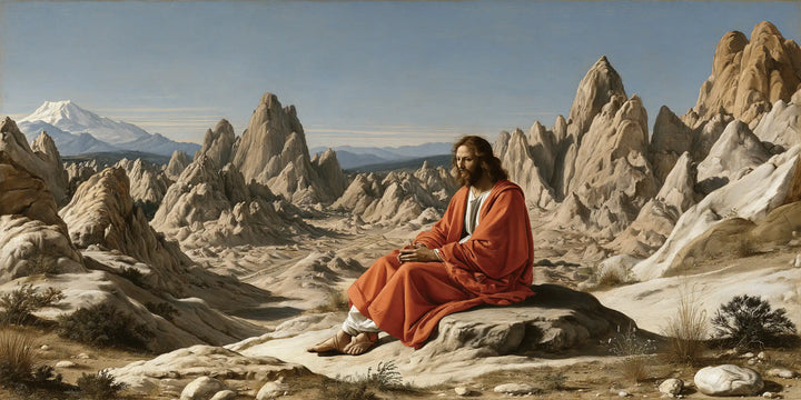 Jesus in the Desert — Crimson in the Immensity of Spires