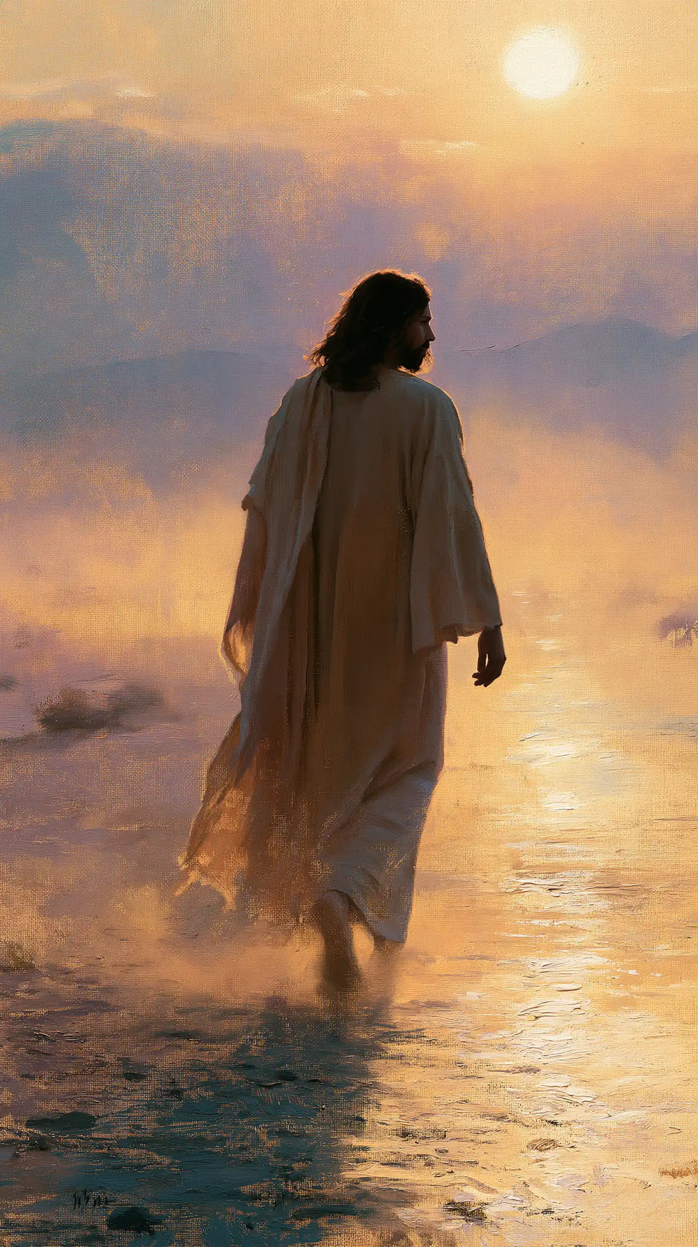 Jesus in the desert during the temptation in Impressionist style, portrait Christian artwork no. 5