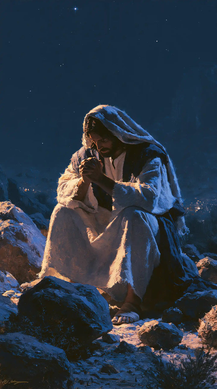 Jesus in the Desert - Midnight Blue Chiaroscuro · Portrait n° 21