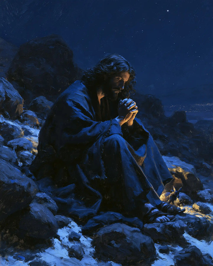 Jesus in the Desert - Midnight Blue Chiaroscuro · Portrait n° 40