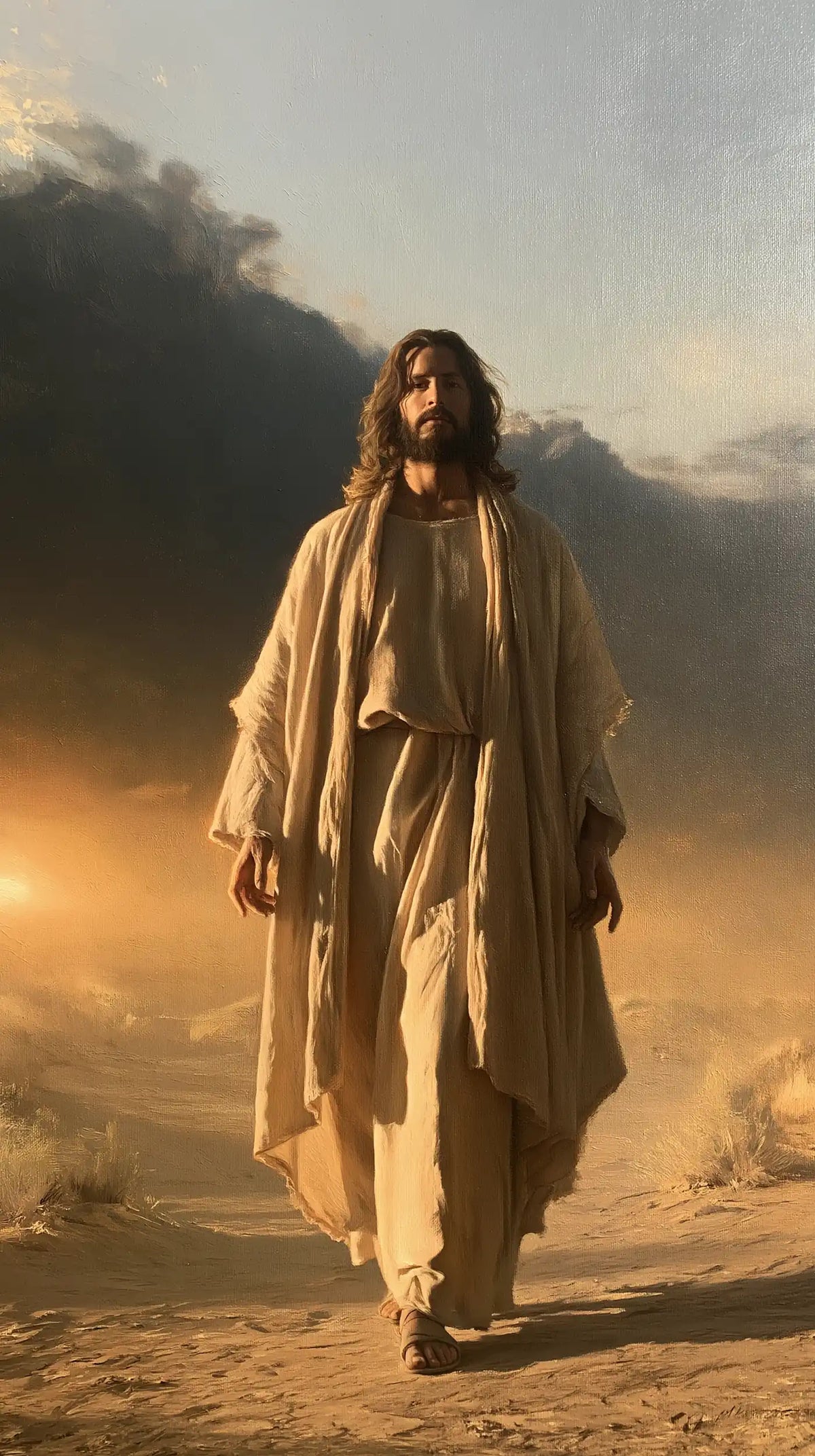 Jesus in the Desert — The Pale Walk before the Receding Cloud