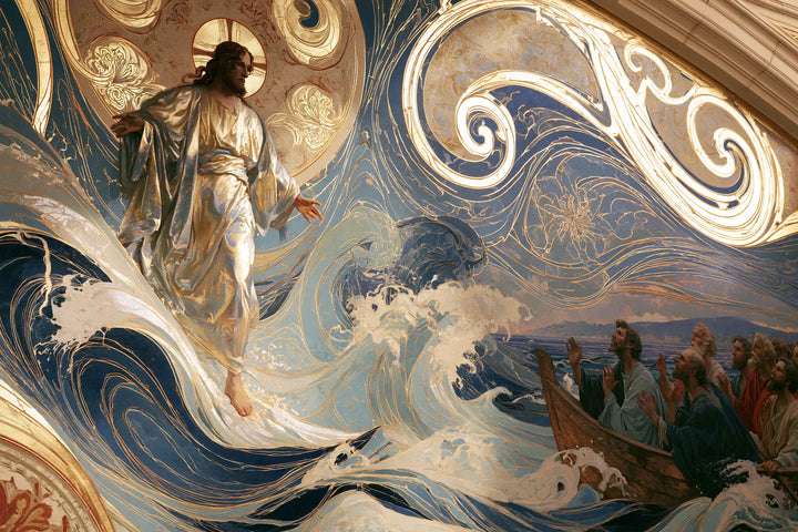 Jesus Walking on Water — The Pale Step between Two Heavenly Scrolls