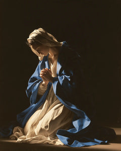 Virgin Mary in Prayer — The Blue Curve of the Cloak
