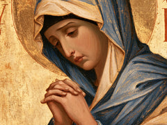 Virgin Mary in Prayer — The Face Bowed into Gold
