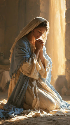 Virgin Mary in Prayer — Contemplation beside the Golden Opening