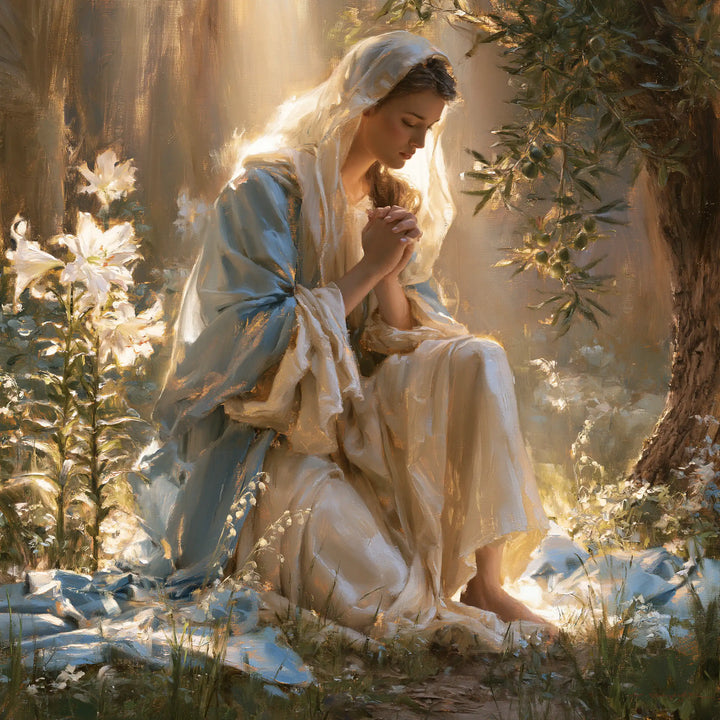 Virgin Mary in Prayer — Prayer in the Garden of Bare Feet