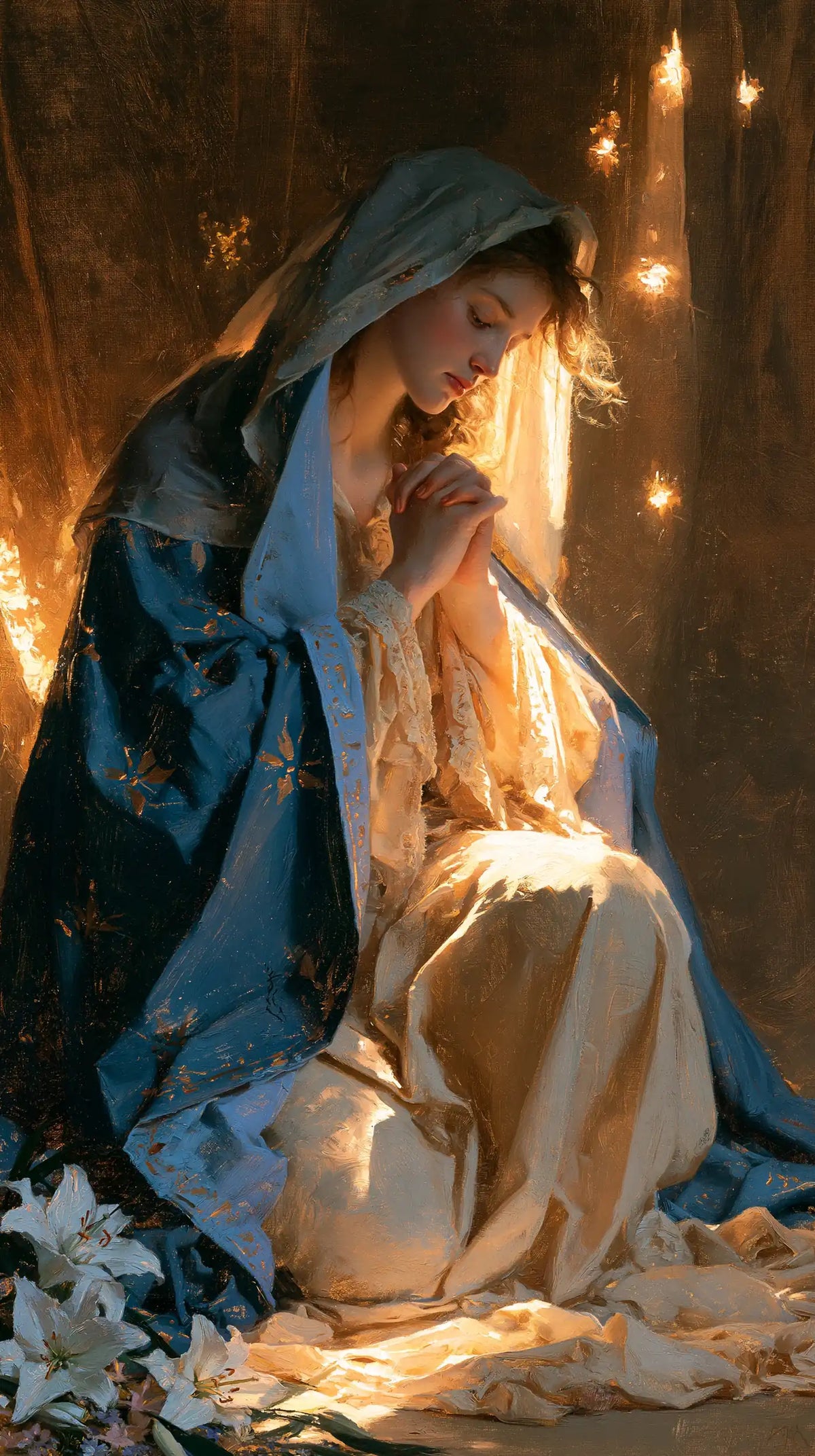 Virgin Mary in Prayer — Copper Upon the Veil