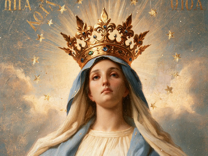 Mary, Queen of Heaven — The Lily Crown in Starry Daylight