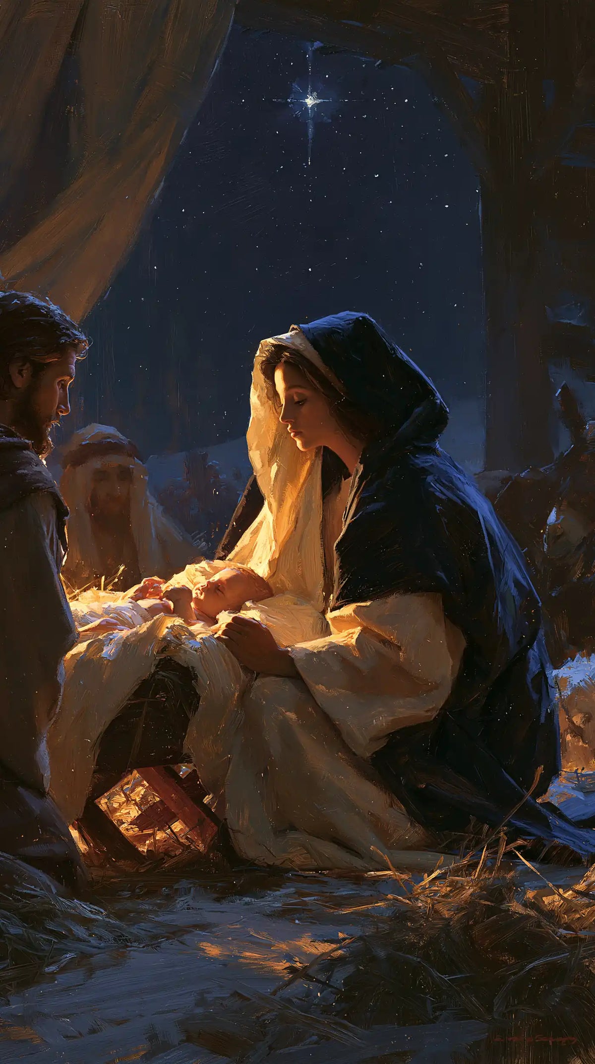 The Nativity — The Cradle Beneath the Drape of Night
