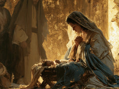 The Nativity — The Cradle Beneath Bronze Drapery