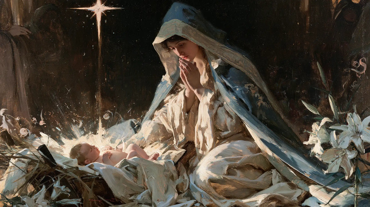 The Nativity — Clasped Hands Beneath the Rose Star