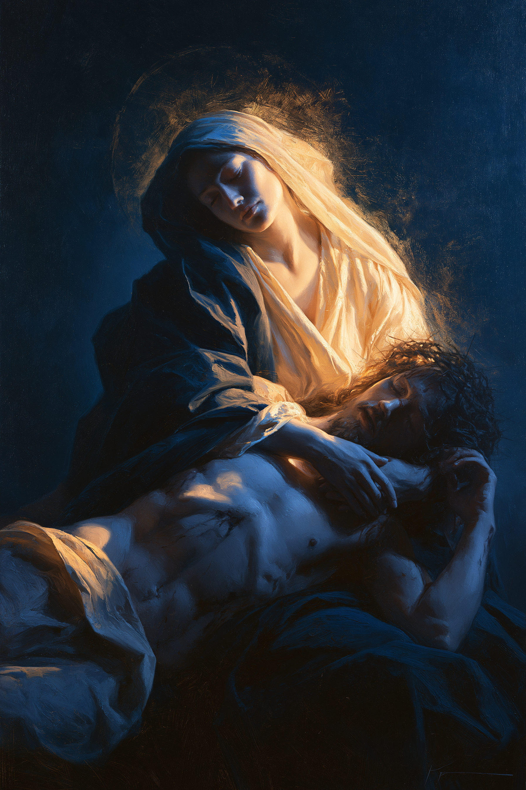 La Pietà - Light-dark midnight blue · Portrait n° 7