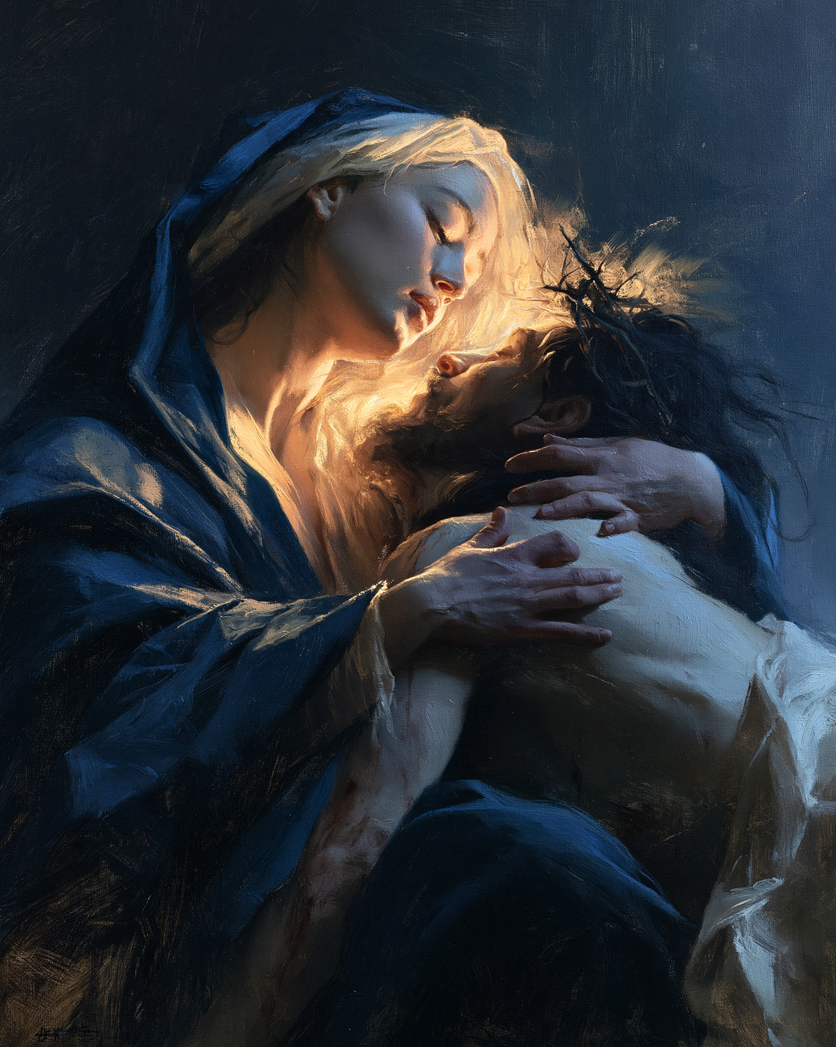 La Pietà - Light-dark midnight blue · Portrait n° 12