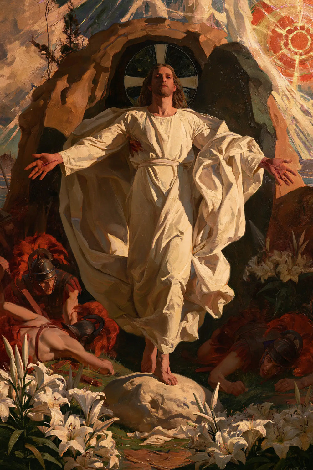 Resurrection of Jesus Christ in Expressionist style, portrait Christian artwork no. 13
