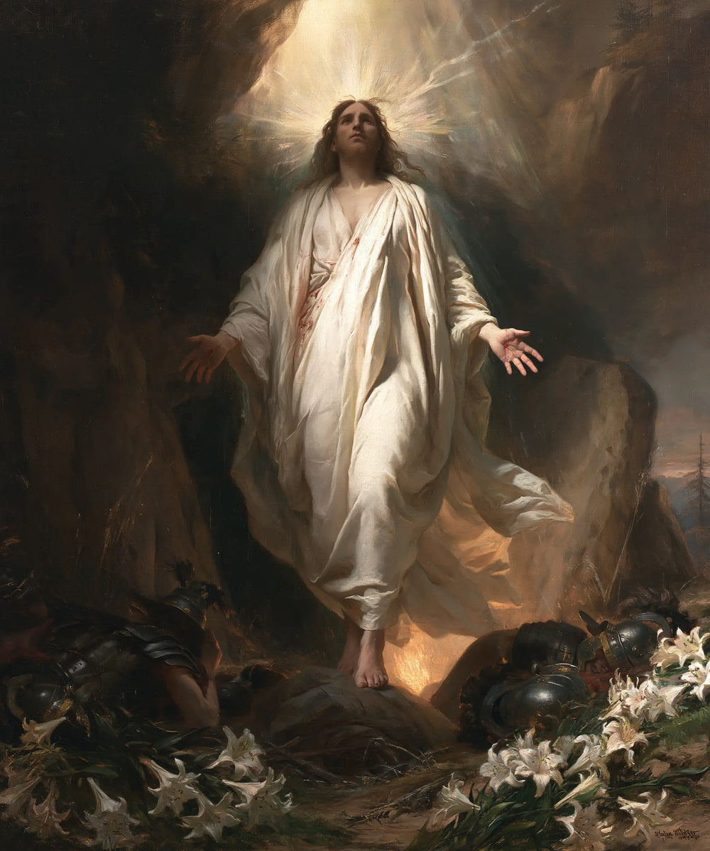 Resurrection of Jesus Christ in Expressionist style, portrait Christian artwork no. 21
