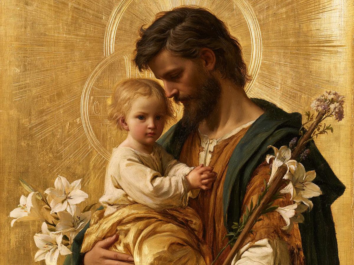 Saint Joseph with the Child Jesus – Sacred Gold · Landscape no. 7