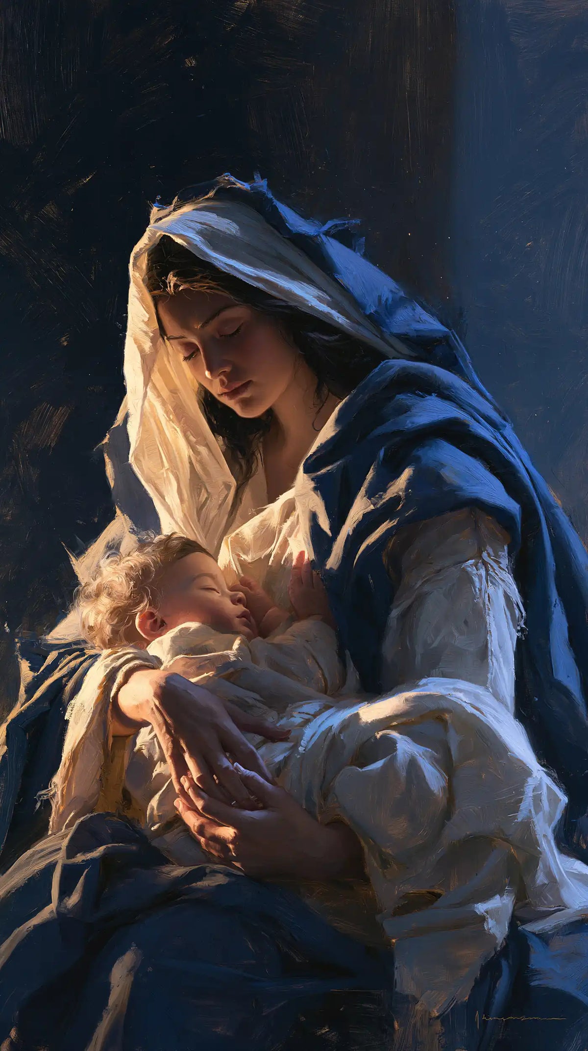 The Virgin and Child — The Gaze upon the Child in Deep Night