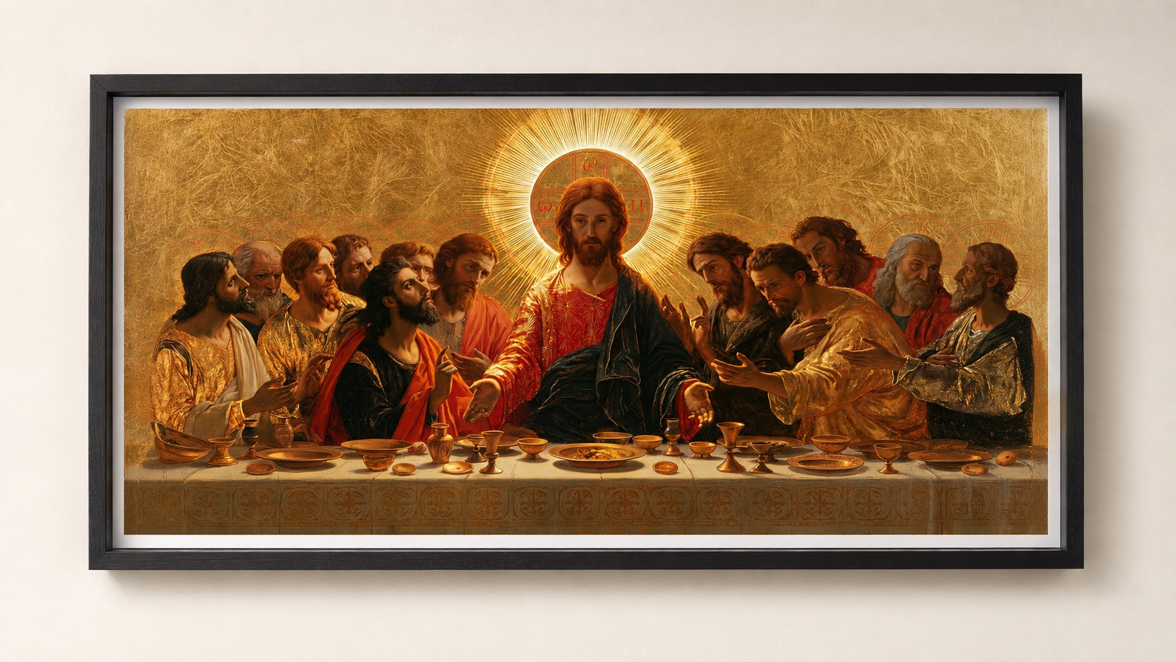 Den samme Last Supper Fine Art print i en dyp svart Box ramme